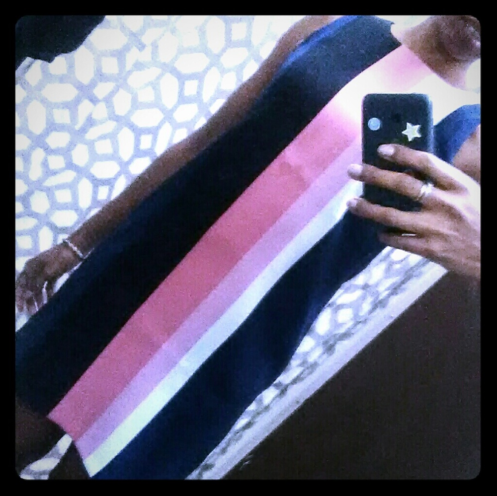 Navy Pink Striped Dress